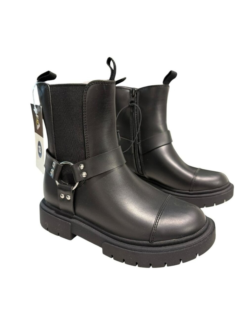 New Art Class Kids Black Faux Leather Buckle Moto Boots